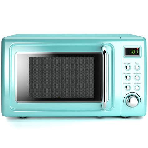 Costway 0.7Cu.ft Retro Countertop Microwave Oven 700W LED Display Glass ...