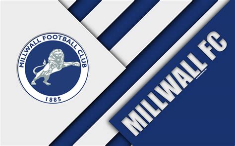 Download wallpapers Millwall FC, logo, 4k, blue white abstraction ...