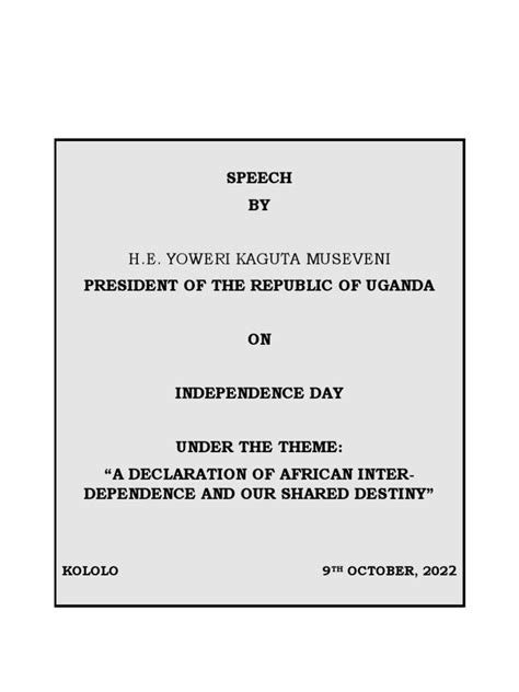 President Museveni's Speech As Uganda Celebrated 60 Years of ...