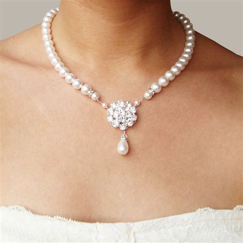 Bridal Pearl Necklace Vintage Style Wedding Necklace by luxedeluxe