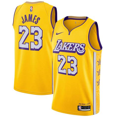 NBA Los Angeles Lakers 23 Lebron James City Edition Swingman Basketball ...