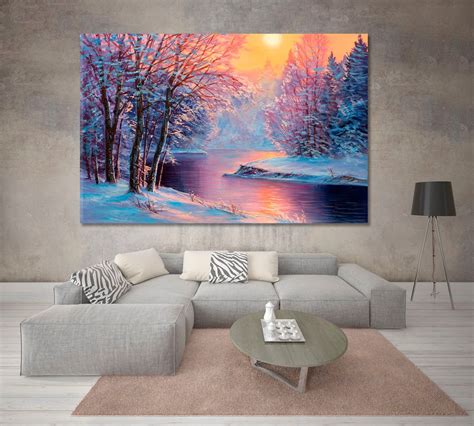 Winter | Scenic Artwork Canvas Print, Winter Landscape Wall Décor, Beautiful Large Wall Art ...