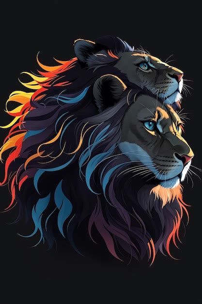 Premium AI Image | Sunset Lion Silhouette 3D Vector TShirt Art in a ...