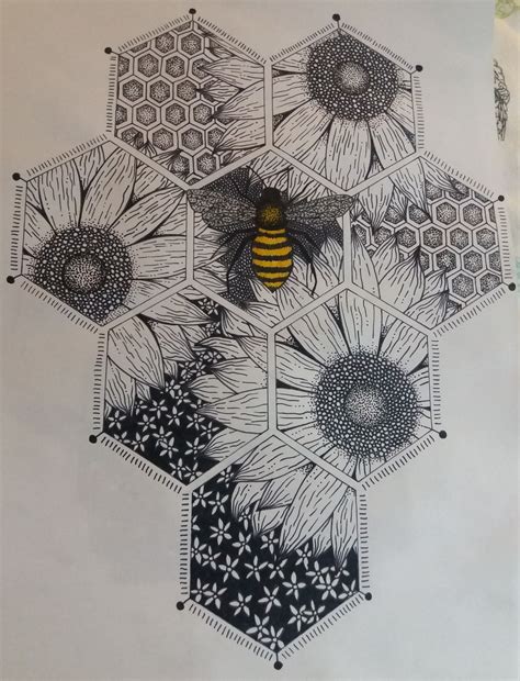 Bee#sunflowers#drawing | Sunflower drawing, Bee sketch, Mathematical tattoo