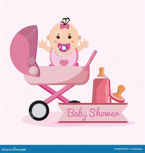 Baby Girl Cartoon of Baby Shower Concept Stock Vector - Illustration of cheerful, celebrate ...