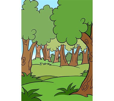 How to Draw a Cartoon Forest in a Few Easy Steps | Easy Drawing Guides | Forest drawing, Forest ...