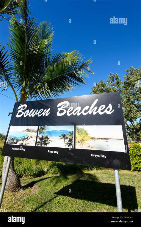 Bowen Beaches advertisement Sign, Bowen, Queensland, QLD, Australia ...