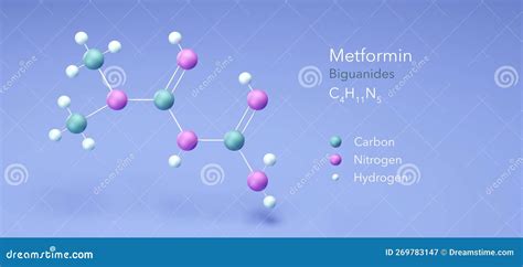 Metformin Molecule, Molecular Structures, Biguanides, 3d Model, Structural Chemical Formula And ...