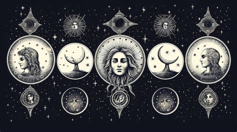 Premium AI Image | illustration set of moon phases different style on ...