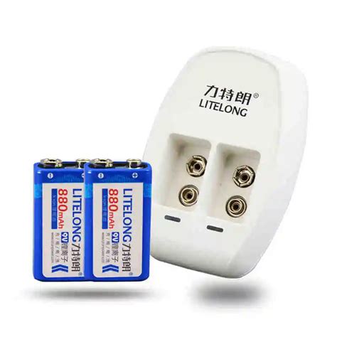 2PCS LITELONG 880mAh 9v li ion lithium Rechargeable Battery 9 Volt ...