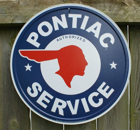 Pontiac Service Round logo vintage repro Tin metal Sign Man Cave Garage star B39