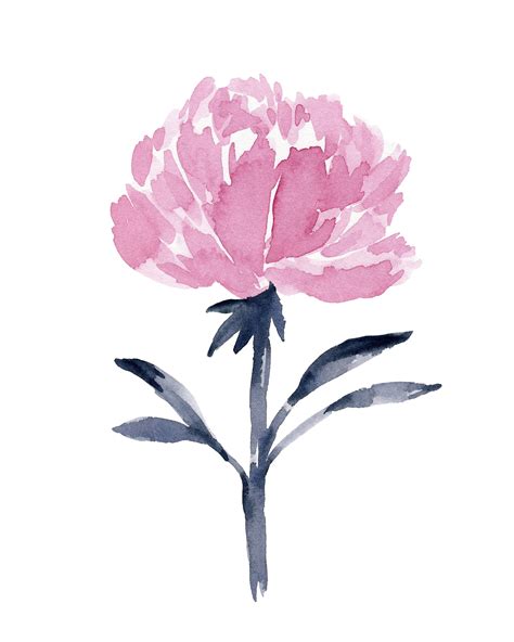 Pink Peony Set of 2 Watercolor Print | Etsy