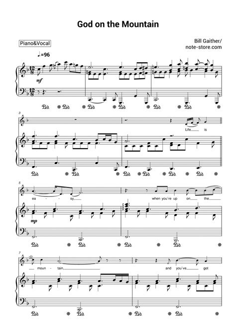 Bill Gaither - God on the Mountain sheet music for piano with letters download | Piano&Vocal SKU ...