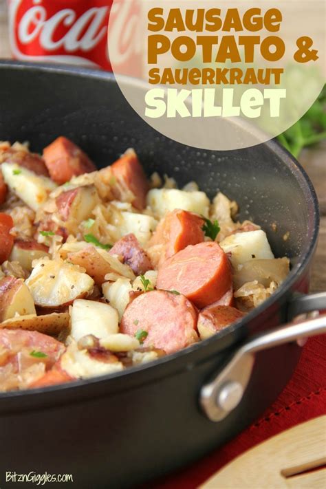 Sausage Potato & Sauerkraut Skillet - Bitz & Giggles