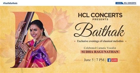 Hcl Concerts Baithak Ep 27: Sudha Ragunathan Live Streaming Events, Virtual Events, Fri, Jun 05 ...