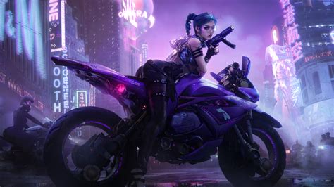 cyberpunk, biker, girl, motorcycle, 4k, HD Wallpaper | Rare Gallery