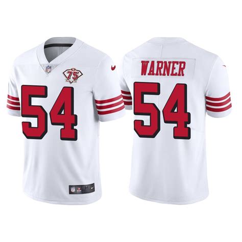 Men #54 Fred Warner San Francisco 49ers White Throwback Limited Jersey ...