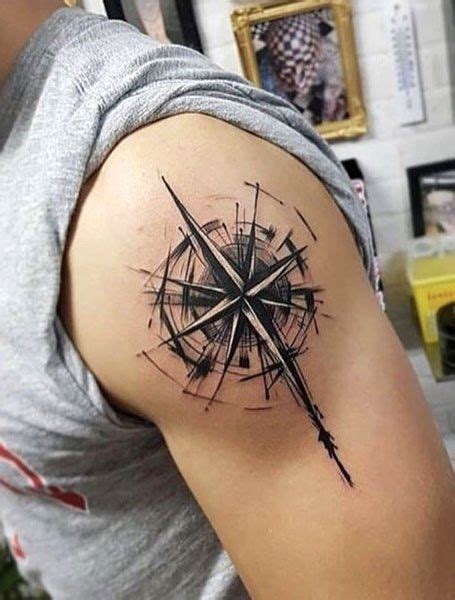 20 Cool Compass Tattoo Designs & Meaning | Cool shoulder tattoos, Mens shoulder tattoo, Tattoos ...