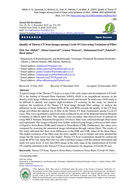 (PDF) Quality of Thorax CT Scan Images among Covid-19 Cases using ...