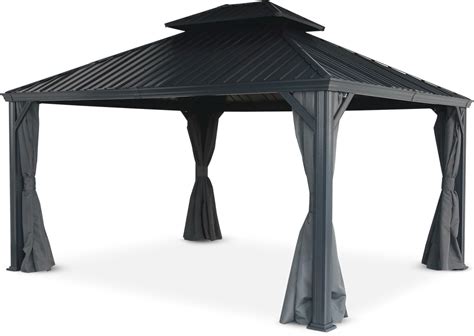 CANVAS Skyline Outdoor Patio Hard-Top Gazebo w/ Bug Net, for All-Season ...