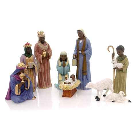 HOLY NATIVITY African American Christmas Figurine, 9 Piece Set, United ...