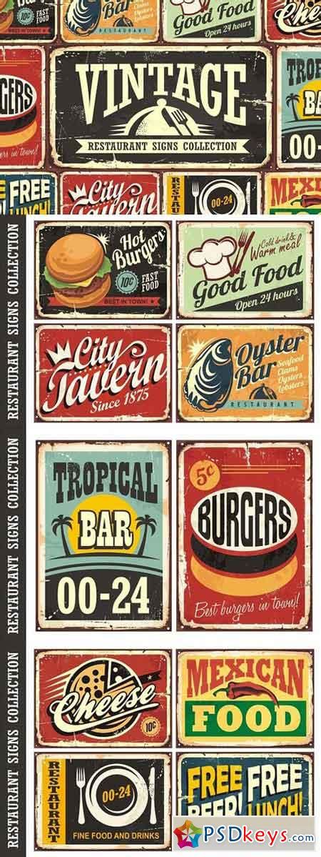 Vintage Restaurant Signs Collection 1564006 » Free Download Photoshop Vector Stock image Via ...