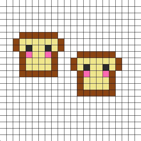 Cute Bread Twins Perler Bead Pattern | Bead Sprites | Food Fuse Bead Patterns