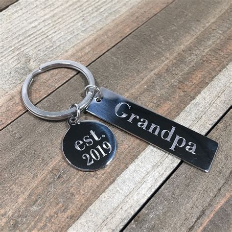 New Grandpa keychain New Grandfather surprise announcement | Etsy