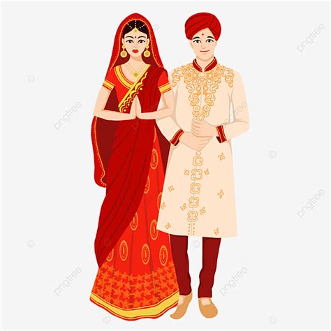 Indian Wear PNG Picture, Two Indian Wedding Characters Wearing Yarn ...