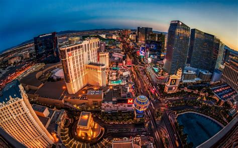 Обои Las Vegas Nevada, вечер, город с высоты, панорама на рабочий стол