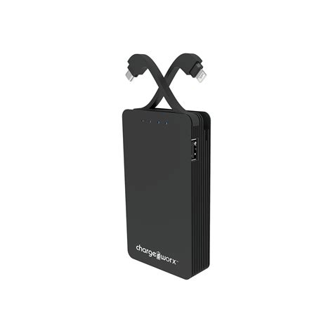 ChargeWorx 8400mAh Power Bank with Built-In Micro USB & Lightning Cable ...