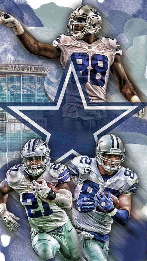 Download Legendary Dallas Cowboys players DeMarcus Lawrence, Ezekiel Elliott, and Dak Prescott ...