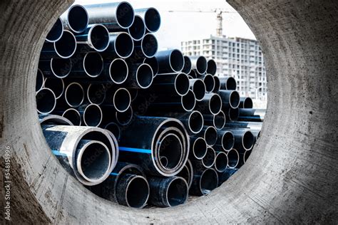 Water pipes for drinking water supply at a construction site ...