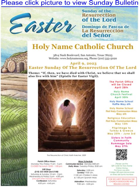 Holy Name Catholic Church Sunday Bulletin April 09, 2023 | Holy Name ...