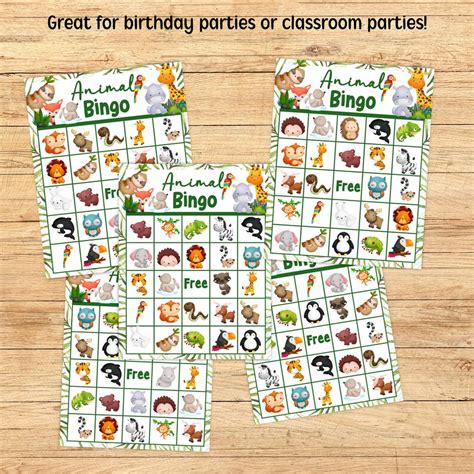 Animal Bingo Game 30 Printable Cards for Kids or Classroom Party - Etsy