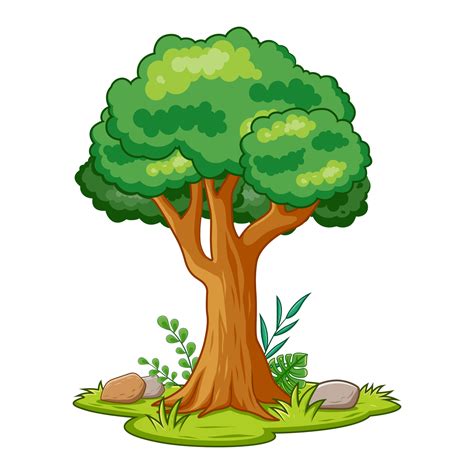 Green Tree Cartoon Isolated on White Background, Vector Illustration of ...