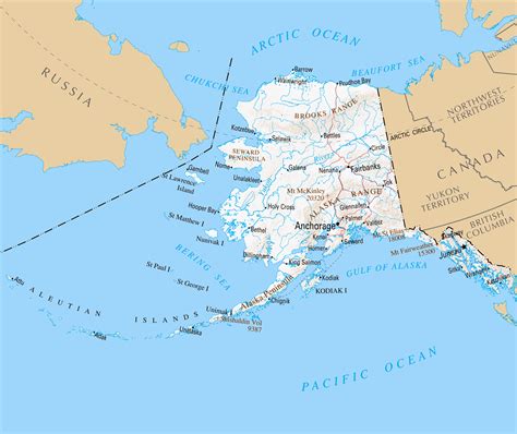 Detailed map of Alaska with relief and cities. Alaska detailed map with ...