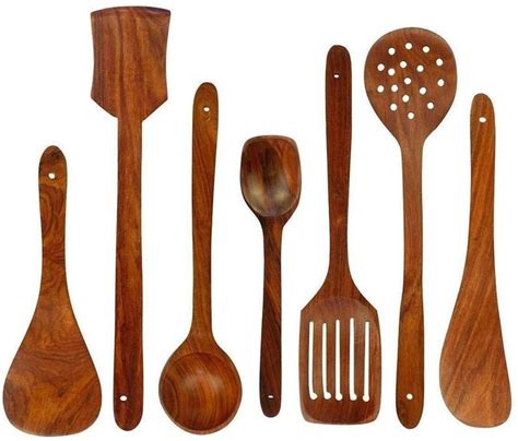 Wooden Spoon Set of 7 2 Frying 1 Serving 1 Spatula 1 - Etsy