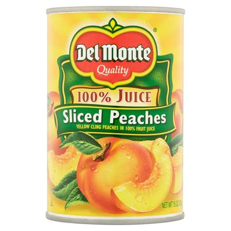 Del Monte Sliced Peaches in 100% Juice, 15 Oz - Walmart.com - Walmart.com