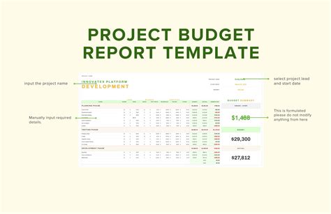 Project Budget Report Template in Excel, Google Sheets - Download