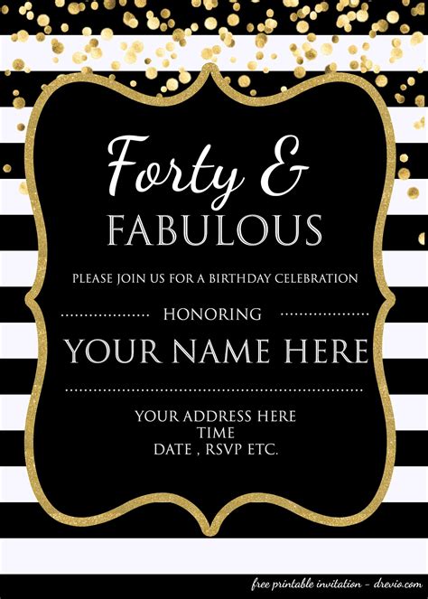 Forty & Fabulous : 40th Birthday Invitation Template – PSD – Editable | Download Hundreds FREE ...