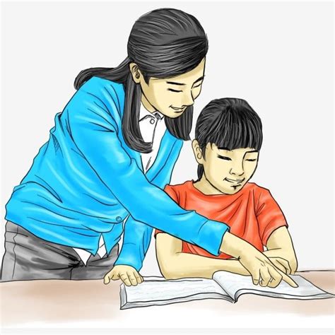 Teachers And Students PNG Picture, Teacher Tutoring Student Hand Drawn ...