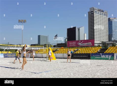 VILNIUS, LITHUANIA - MAY 29, 2016: Morning training of women's ...