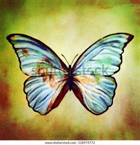 Oil Painting Blue Butterfly Stock Photo 128974772 | Shutterstock