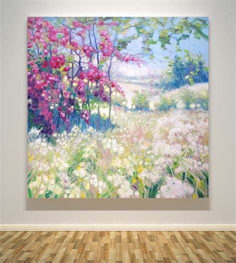 LARGE ORIGINAL Oil Painting Spring Meadow in by SussexPaintings