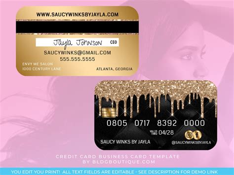 Credit Card Business Card Template Black & Gold Dripping - Etsy