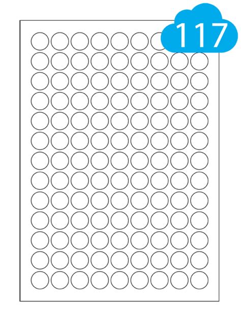 19mm Round High Tack Labels, 117 Per A4 Sheet, CL11719HTR