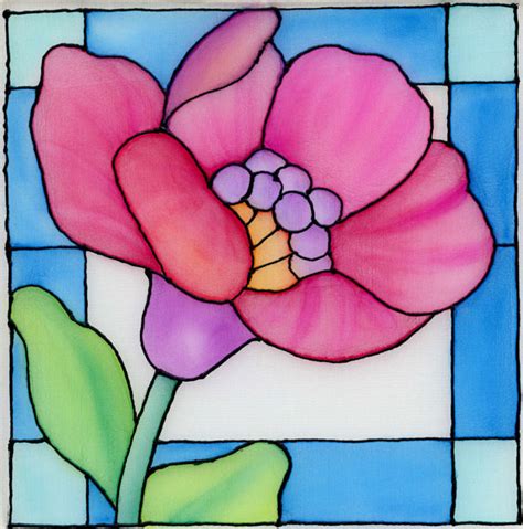 Fannie Narte: Stained Glass Flower on Silk Using Neocolor II