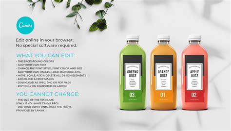 Juice Bottle Labels, Juice Label Template, Juice Bottle Stickers, Juicing Labels, Drink Label ...