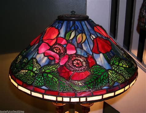 Tiffany Reproduction Stained Glass Lamp Shade 16" Poppy by David Berry #TiffanyStainedGlass ...
